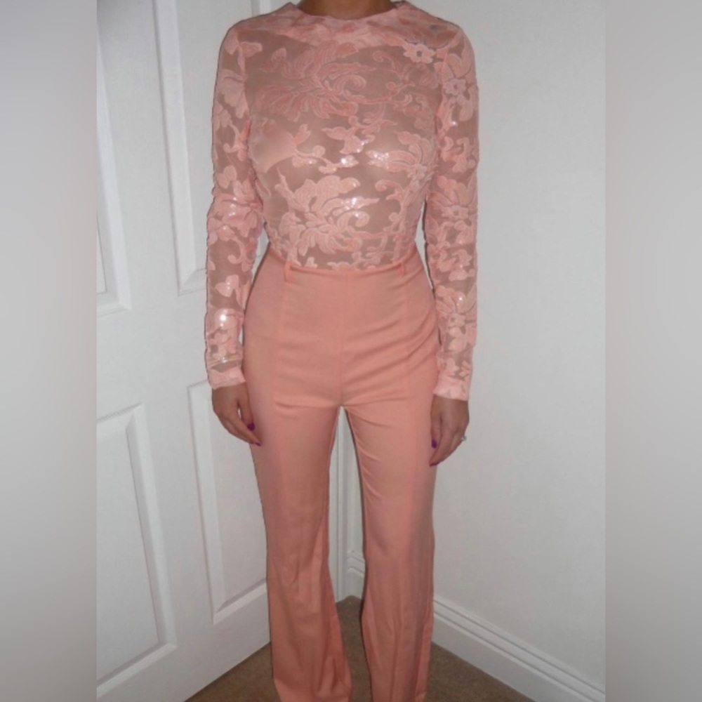 PLT Sequin Lace & Mesh Jumpsuit Size 2